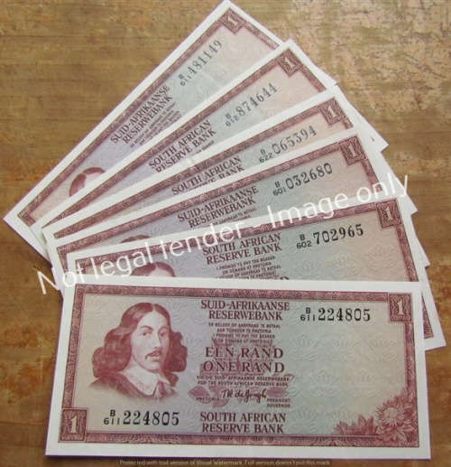 6 x DE JONGH R1 NOTES (B600'S LAST ISSUE) UNC **BID PER NOTE**