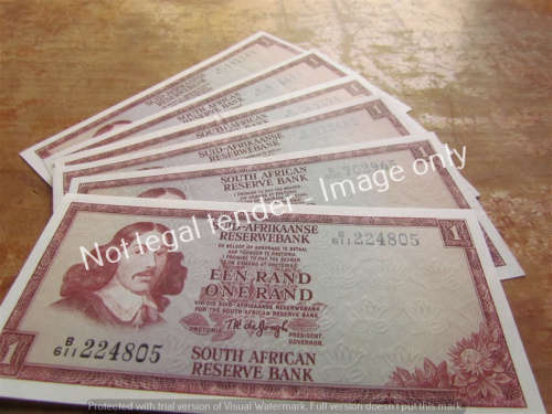 6 x DE JONGH R1 NOTES (B600'S LAST ISSUE) UNC **BID PER NOTE**