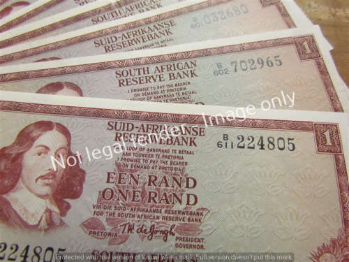 6 x DE JONGH R1 NOTES (B600'S LAST ISSUE) UNC **BID PER NOTE**