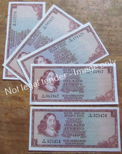 5 x DE JONGH R1 NOTES (B500'S +B444) VERY GOOD **BID PER NOTE**