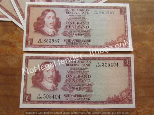 5 x DE JONGH R1 NOTES (B500'S +B444) VERY GOOD **BID PER NOTE**