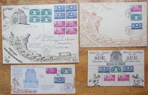 1949 UNVEILING OF THE VOORTREKKER MONUMENT - 4 X FDC'S - 1 BID