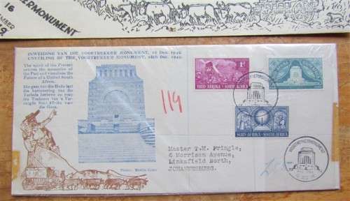 1949 UNVEILING OF THE VOORTREKKER MONUMENT - 4 X FDC'S - 1 BID