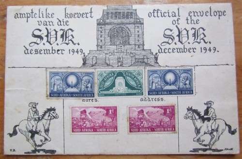 1949 UNVEILING OF THE VOORTREKKER MONUMENT - 4 X FDC'S - 1 BID