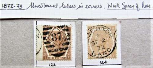 2 X VFINE GB VICTORIAN 1872 - 73 - SIXPENCE   S,G 122 + 124