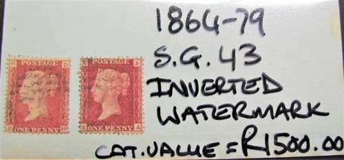 Penny Reds Inverted Watermarks S.G43 Catalogue Value = R1500.00 **LOW START**
