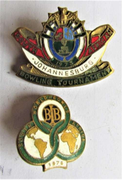 WORLD BOWLS SA + JHB BOWLS  ENAMELLED BADGES