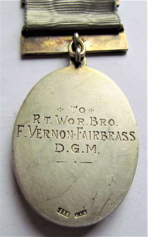 1944 MASONIC FOUNDERS MEDAL **45gr SILVER** Orphic Lodge - Enamel damaged