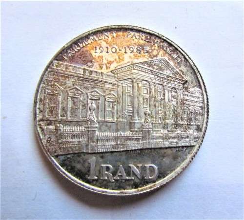 **CRAZY R1 START** 1985 PARLIAMENTARY PROOF SILVER 1 RAND COIN