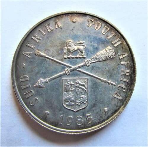 **CRAZY R1 START** 1985 PARLIAMENTARY PROOF SILVER 1 RAND COIN