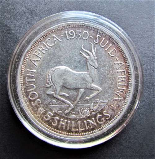 1950 5 Shillings Crown in Capsule **Cracked Die Variety - 80% Silver** see rest of set also listed