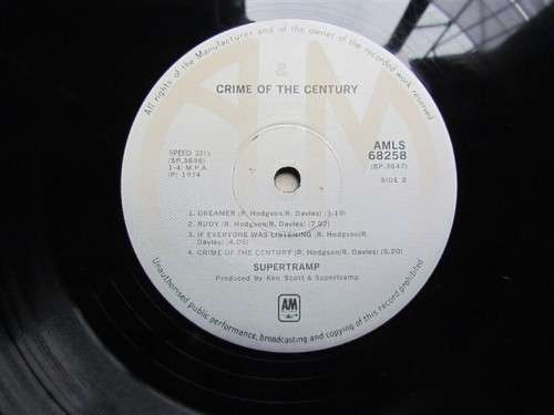 SUPERTRAMP - CRIME OF THE CENTURY - VINTAGE LP