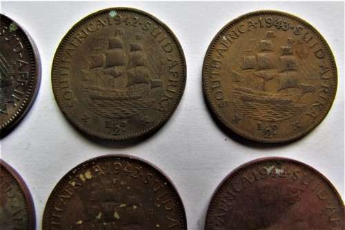 SA Union Half Penny Lot - See pics for dates & condition - 1 bid for all