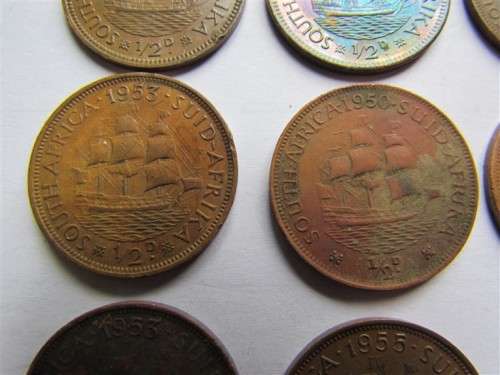 SA Union Half Penny Lot - See pics for dates & condition - 1 bid for all