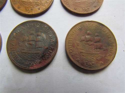 SA Union Half Penny Lot - See pics for dates & condition - 1 bid for all