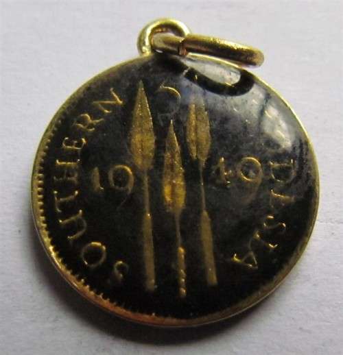1949 Southern Rhodesia Gilt & Enamelled Coin Pendant