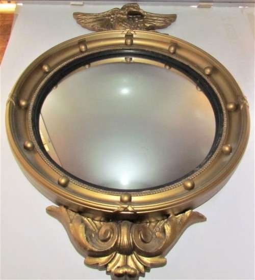 Antique ATSONEA Round Convex Regency Mirror + Eagle**R! START**SCARCE**