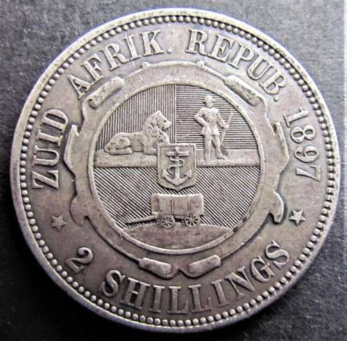 1897 ZAR 2/ Florin **Low Mintage** SILVER **