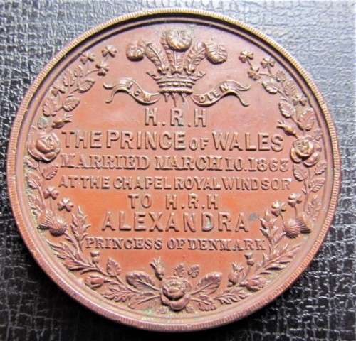 1863 prince of Wales marries Princess Alexandra Medallion
