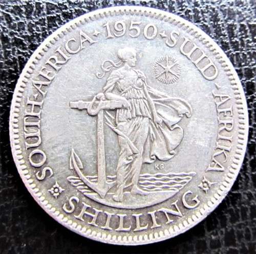 1950 SA Union 1 Shilling **80% SILVER** Details - see pics