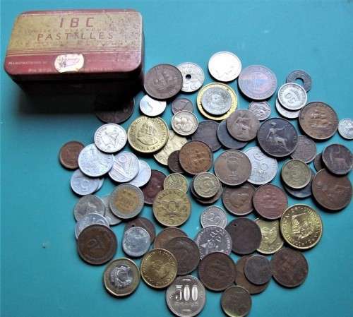 Assorted World Coins in a Tin - Check as some good coins in this Lot