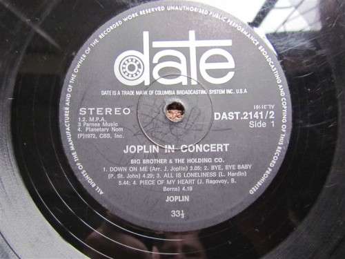 Janice Joplin - In Concert - Vintage Vinyl LP Record