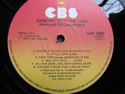 Andreas Vollenweider - Dancing with the Lion - Vintage Vinyl LP Record