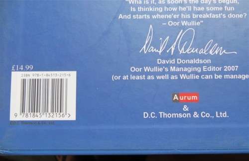 `OOR WULLIE`Hardcover + Dustcover Collectors Copy of first Edition Scottish Comic Strip Annual