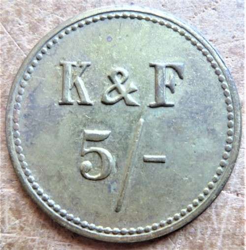 Kleiman and Finchen  K&F 5/ Shilling Token - Dannhauser Natal
