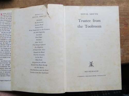 Nevil Shute 1st Edition - Trustee from the Toolroom