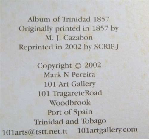Album of Trinidad - 1857 Sketches - M.J Cazabon 2002 Reprint