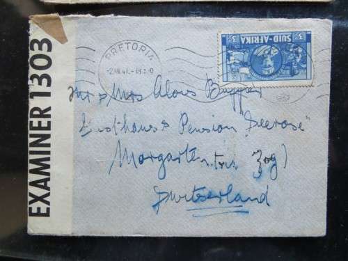 2 X 1941 EXAMINER CENSOR Union Covers to Switzerland - 1 Bid for Both