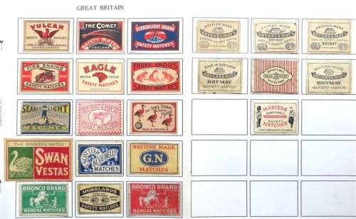 Great Britain Vintage Matchbox labels Collection - Let Frame as Pop Art/collectables circa.1950`s