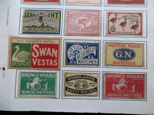 Great Britain Vintage Matchbox labels Collection - Let Frame as Pop Art/collectables circa.1950`s