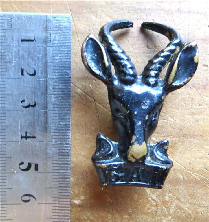 Large SA Infantry Blackened Springbok Cap Badge