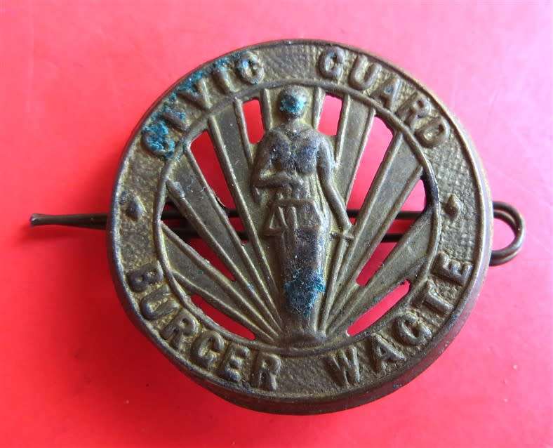 Scarce WW2 ERA South African CIVIC Guard Burger Wagte