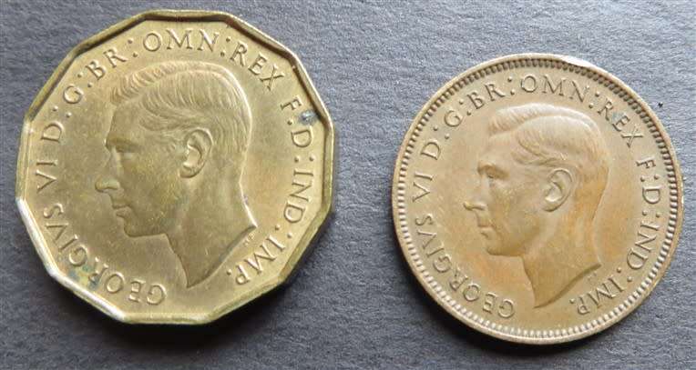 GB 1937 3 Pence + Farthing