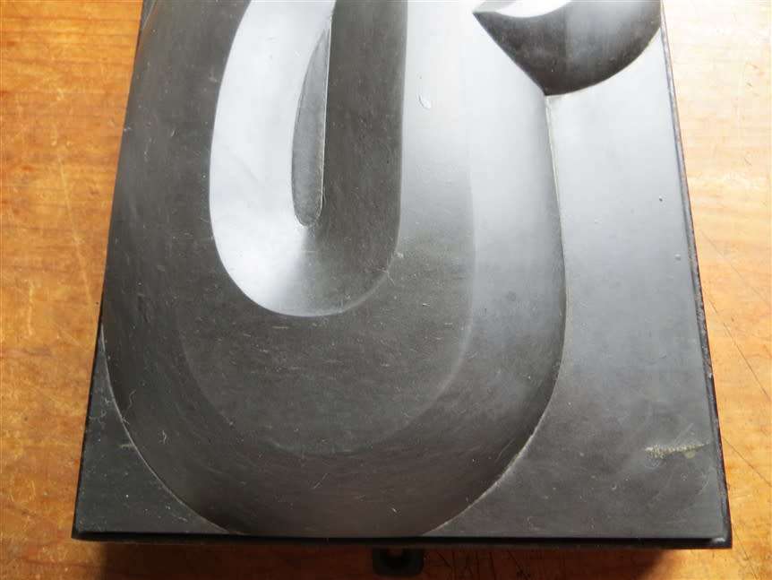 Abstract Black Stone relief Sculpture signed in metal frame - 1967