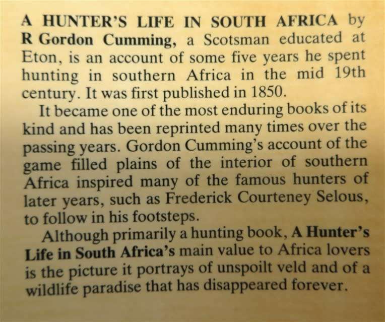 A Hunter`s Life in South Africa - R. Gordon Cumming 1986 copy of the 1857 Edition