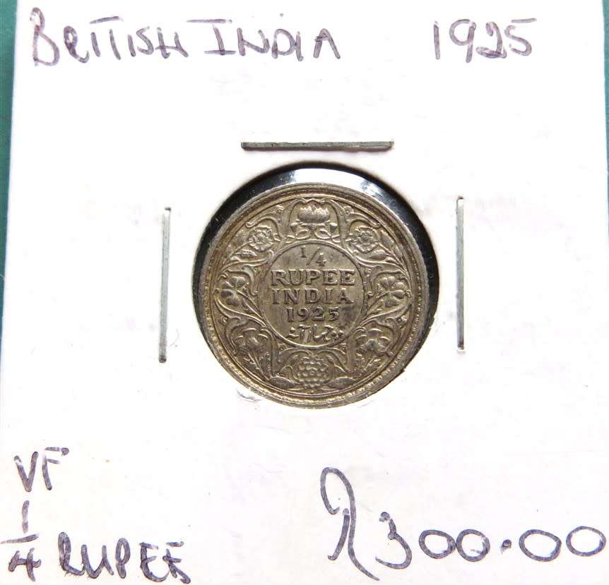 1925 British India Quarter Rupee SILVER