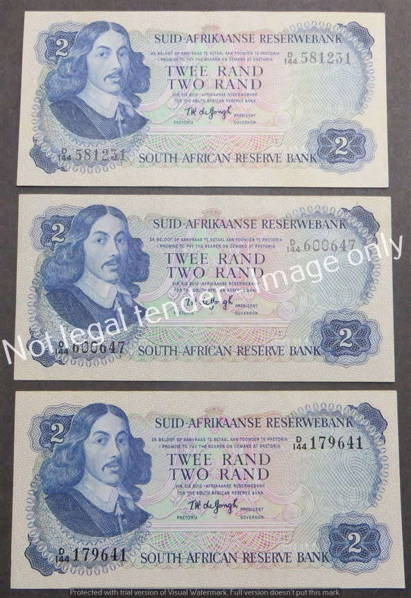 3 x TW De Jongh D144 R2 Note 2nd Issue - Condition - Bid per Note