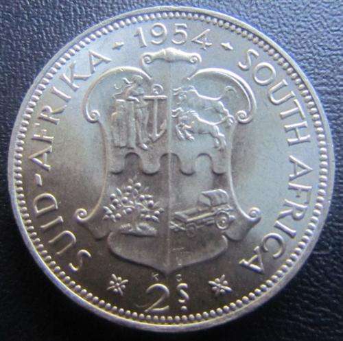 1954 SILVER 2 SHILLINGS - UNCIRCULATED - GREAT DATE -  R1 START !!!!