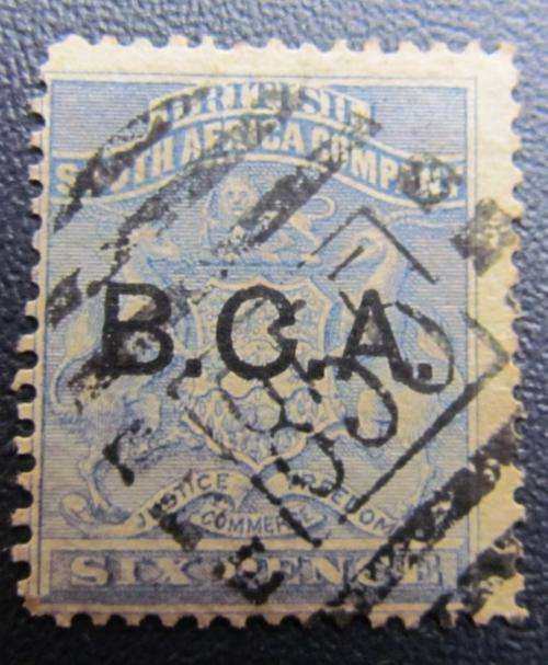BCA OVERPRINT ON BSACo. 6d $ R1 START $# HIGH VALUE