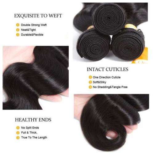 (Grade 10A)Body Wave Black Hair 3 bundles 8inch (size upgradable)