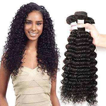 Grade 10A Brazilian Hair Deep Wave Black 100% Human Hair Weave 3 bundles ( 8inch ) upgradeable