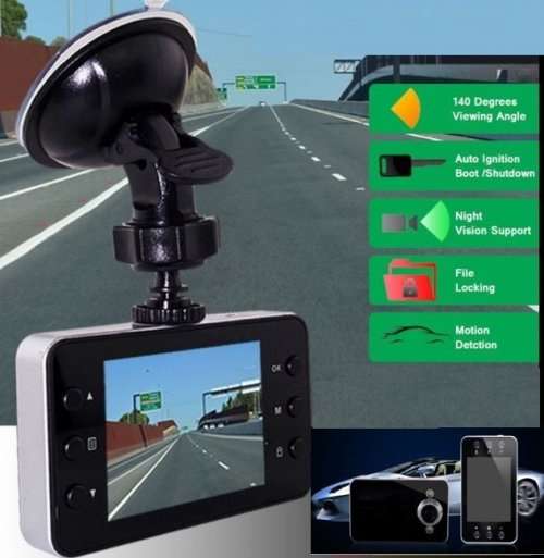 HD Car Camera & Recorder with G-Sensor, Loop Recording, Motion Detection etc.