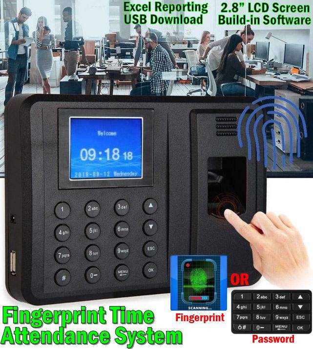 Biometric Fingerprint Time Attendance Clock System - Support Fingerprint or Password