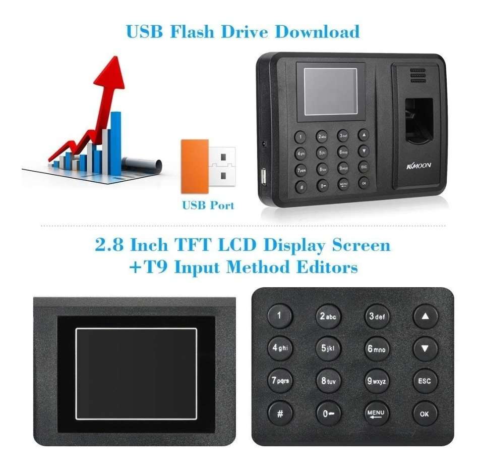 Biometric Fingerprint Time Attendance Clock System - Support Fingerprint or Password