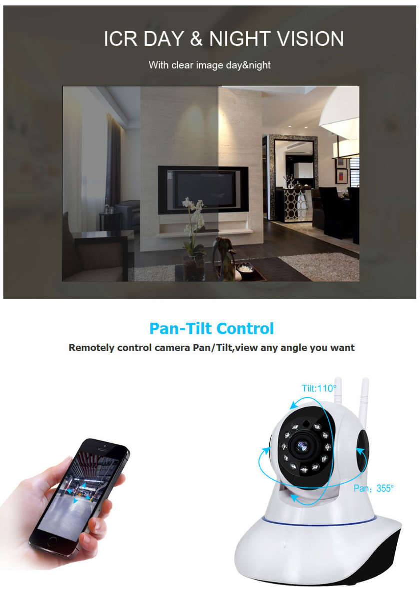 Double Antenna Wireless CCTV Surveillance Security Camera with Pan/Tilt/Zoom Night Vision