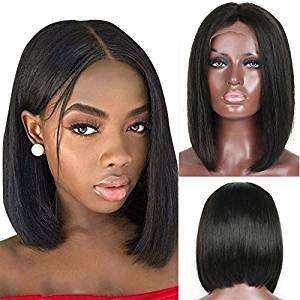 8'' (Grade 10A)Brazilian Virgin Straight Bob Wig Black